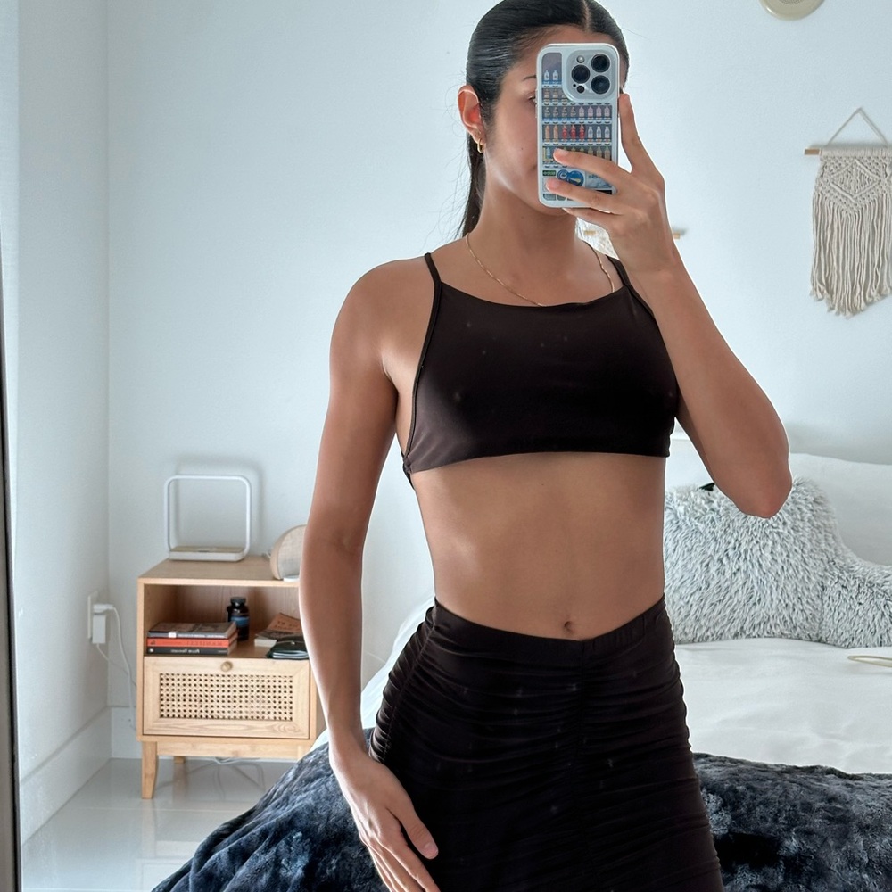 Women's brow Crop Top set with skirt